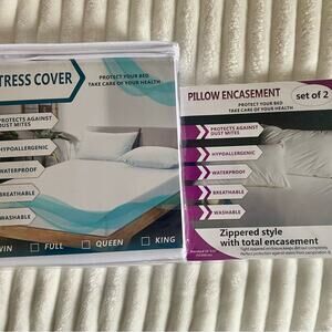 Hypoallergenic Mattress Cover and Pillow Cover Set - White